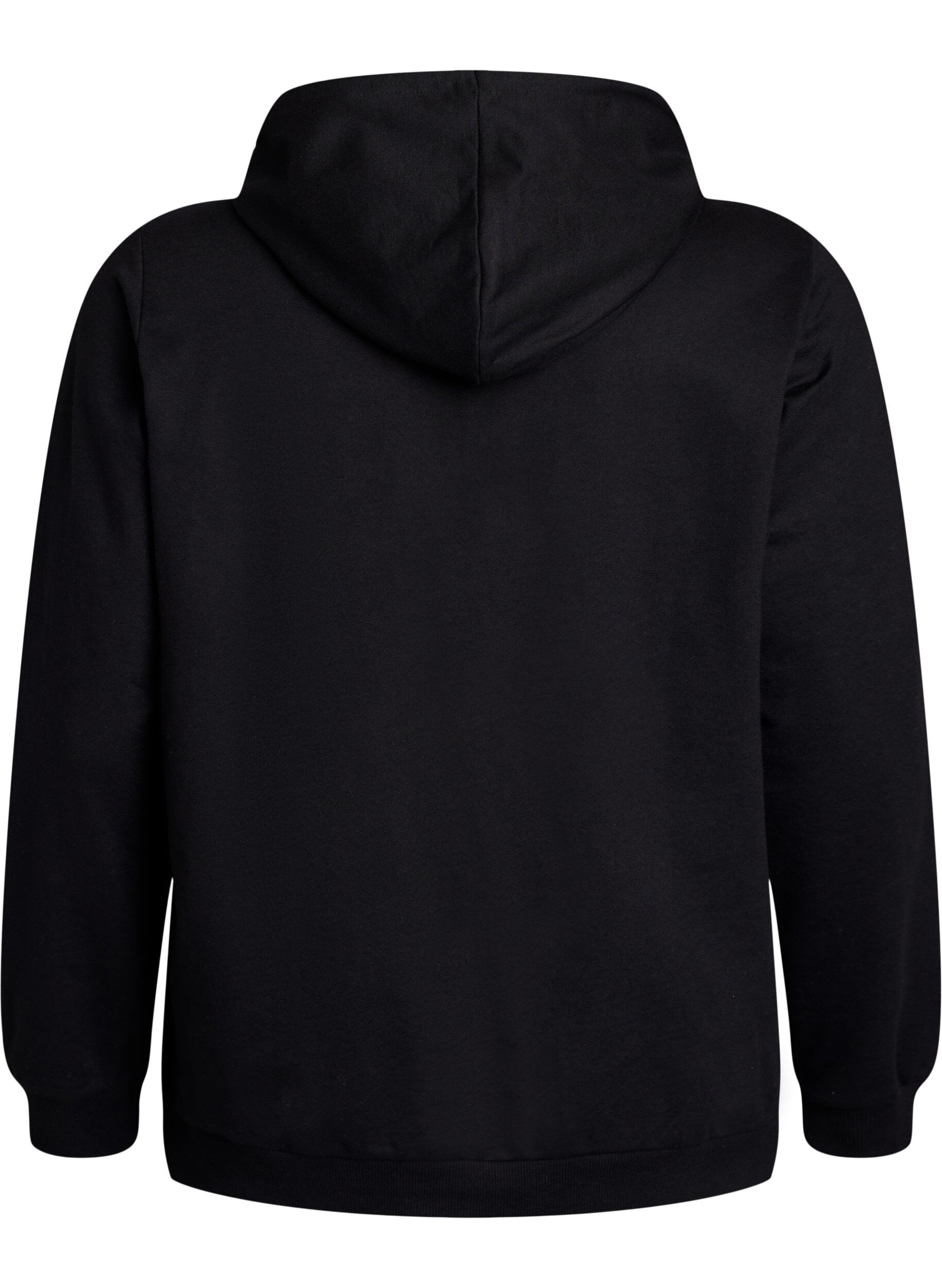 Zizzi Sweatshirt mit Kapuze und Aufdruck, Schwarz, Packshot image number 1