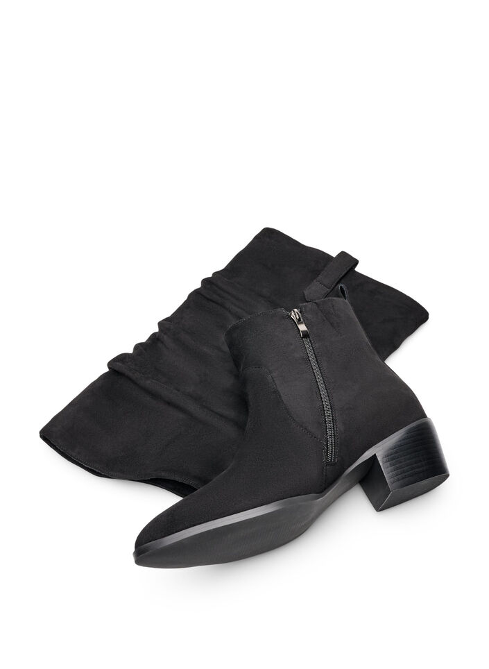 Langer Stiefel in Wildlederoptik mit abnehmbarem Schaft, Schwarz, Packshot image number 2