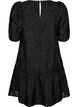 Jacquardkleid mit funkelnden Details und Puff&auml;rmeln, Schwarz, Packshot image number 1
