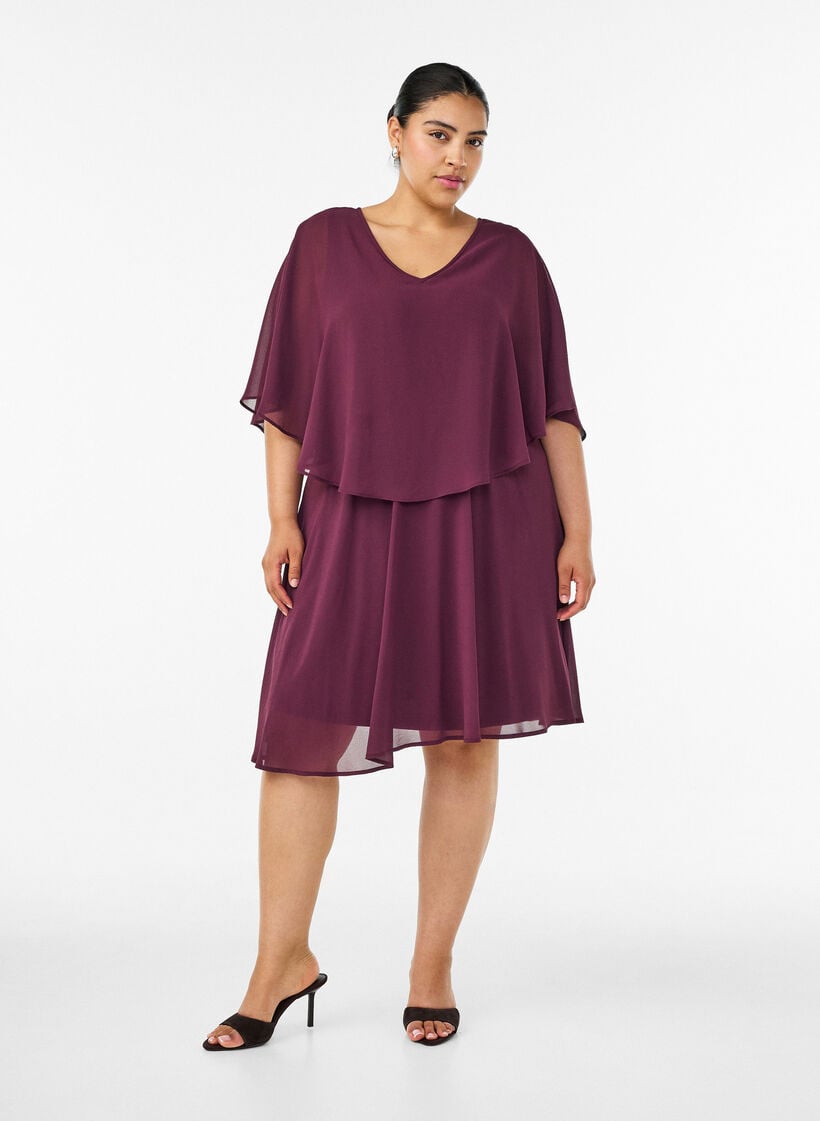 Kurzes Chiffon-Partykleid mit Lagen-Effekt, Rot, Model image number 1