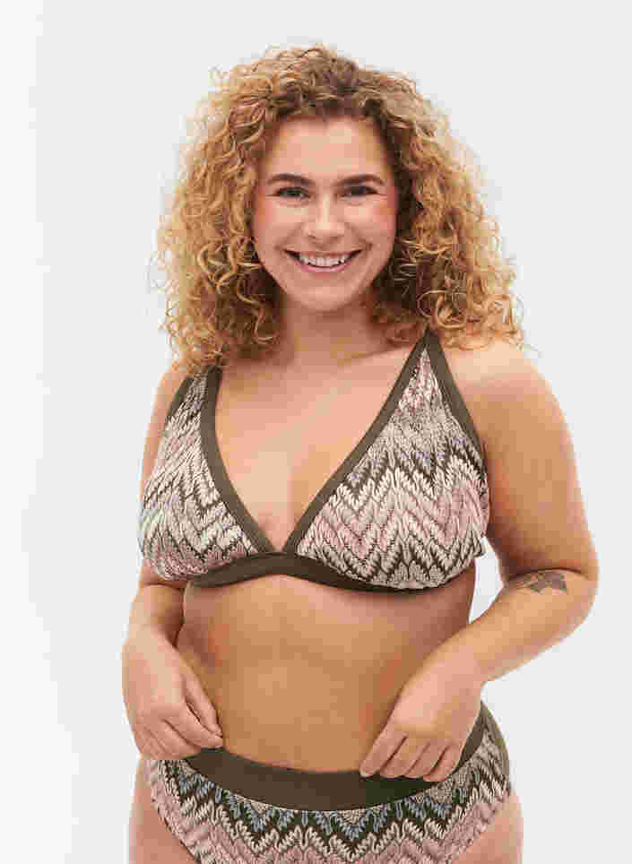Gemustertes triangle bikini top, Beech AOP, Model image number 0