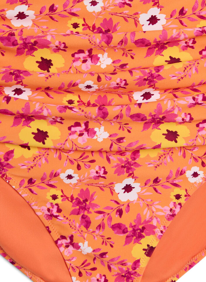 Hoch taillierte Bikinihosen mit Muster, Orange, Packshot image number 2