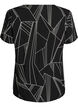 Kurz&auml;rmelige Bluse aus Viskose mit Print, Schwarz, Packshot image number 1