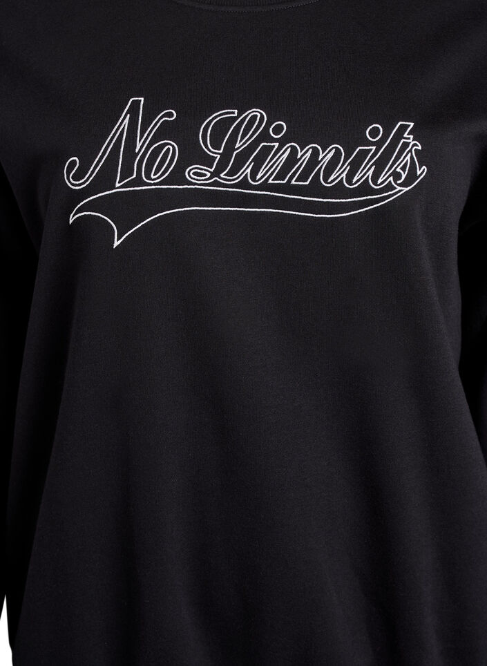 Sweatshirt mit Statement-Detail, Schwarz, Packshot image number 2