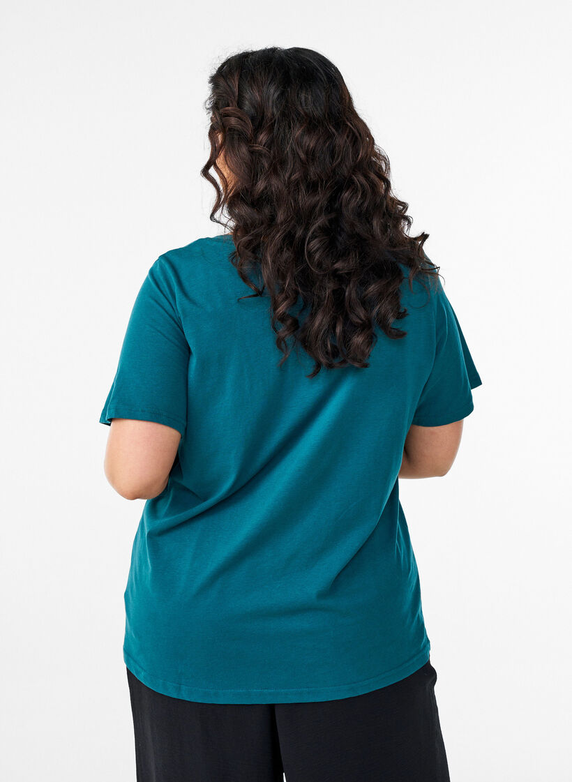 T-Shirt mit V-Ausschnitt, Gr&uuml;n, Model image number 2