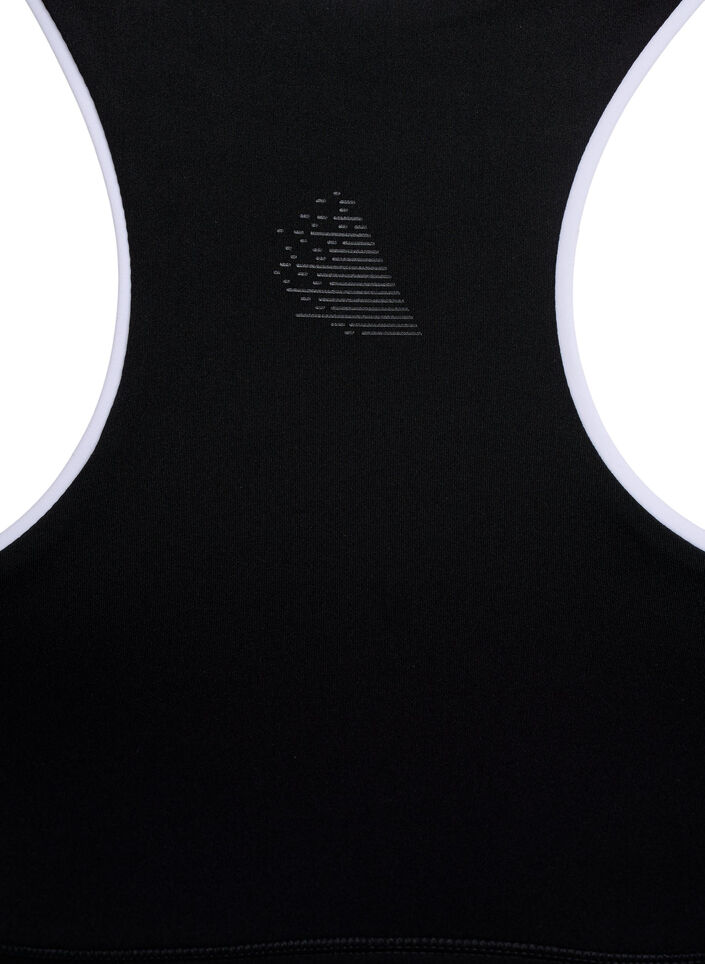 Sport-BH mit Racerback und Kontrastpaspel, Schwarz, Packshot image number 3