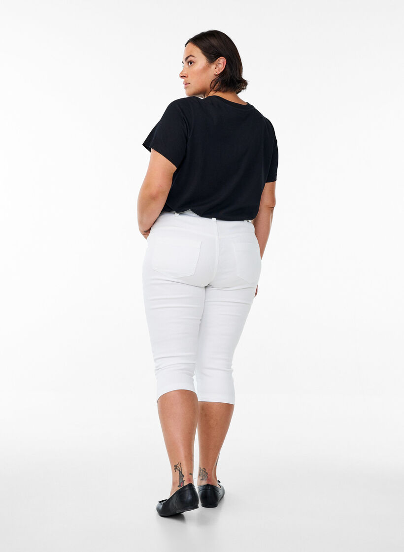 Hoch taillierte Amy Capri Jeans mit Super Slim Fit, Wei&szlig;, Model image number 1