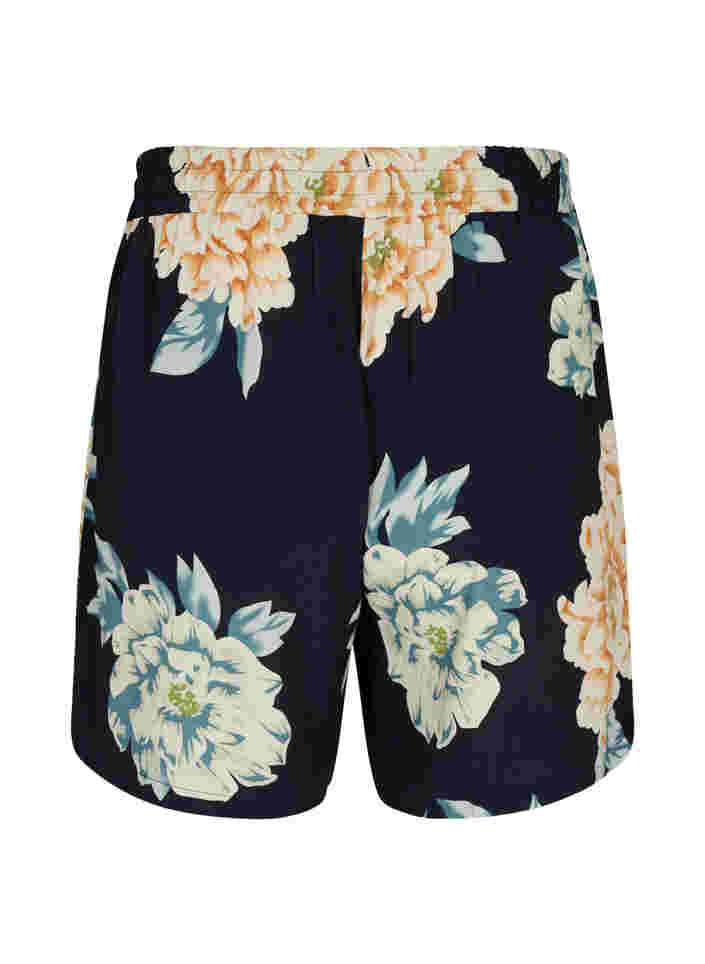 Lockere Shorts mit Gummibund, Roses on Navy, Packshot image number 1