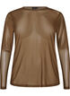 Meshbluse mit langen &Auml;rmeln, Braun, Packshot image number 0