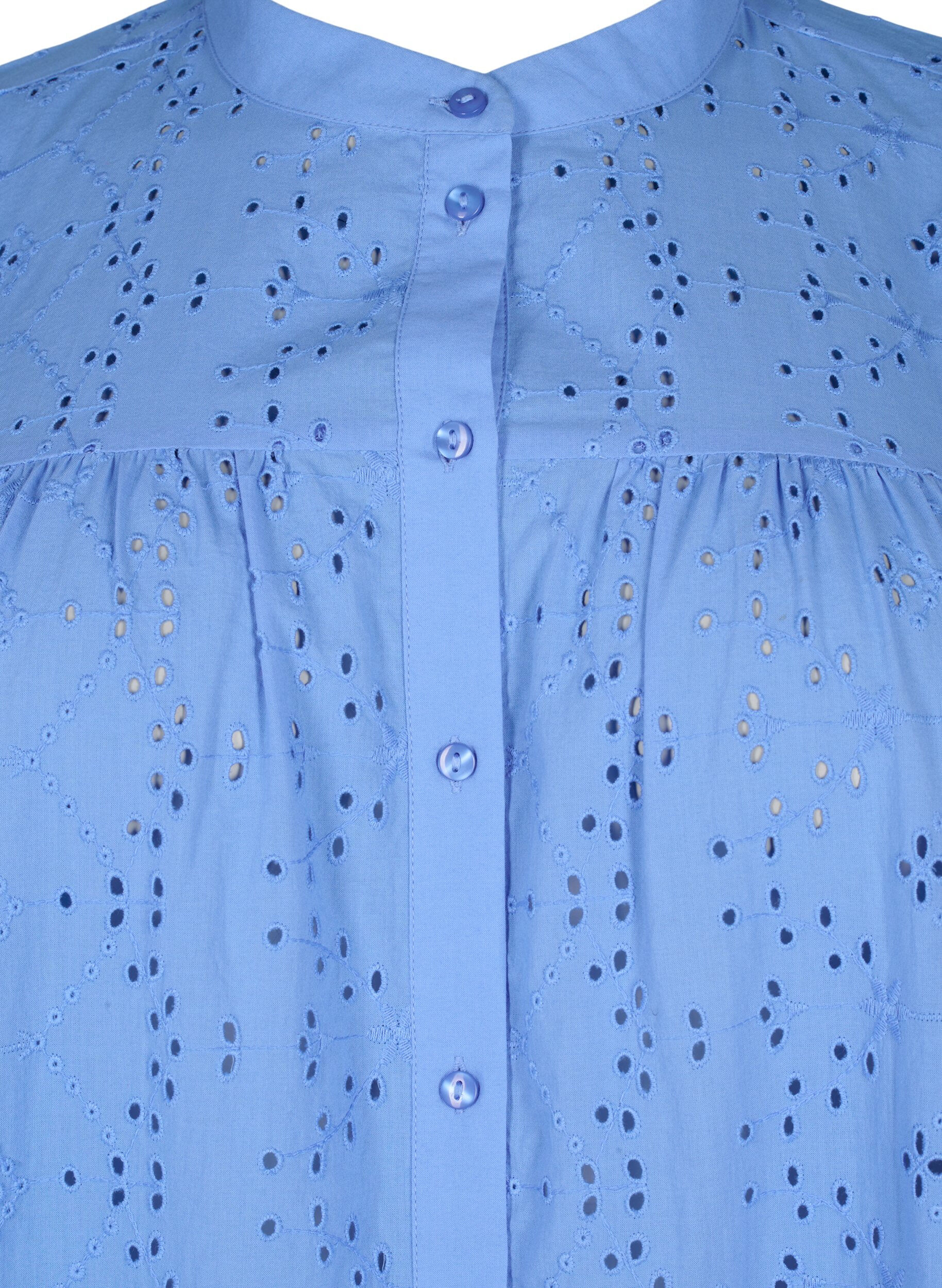 Zizzi Hemdblusenkleid aus Baumwolle mit Lochstickerei, Marina, Packshot image number 2