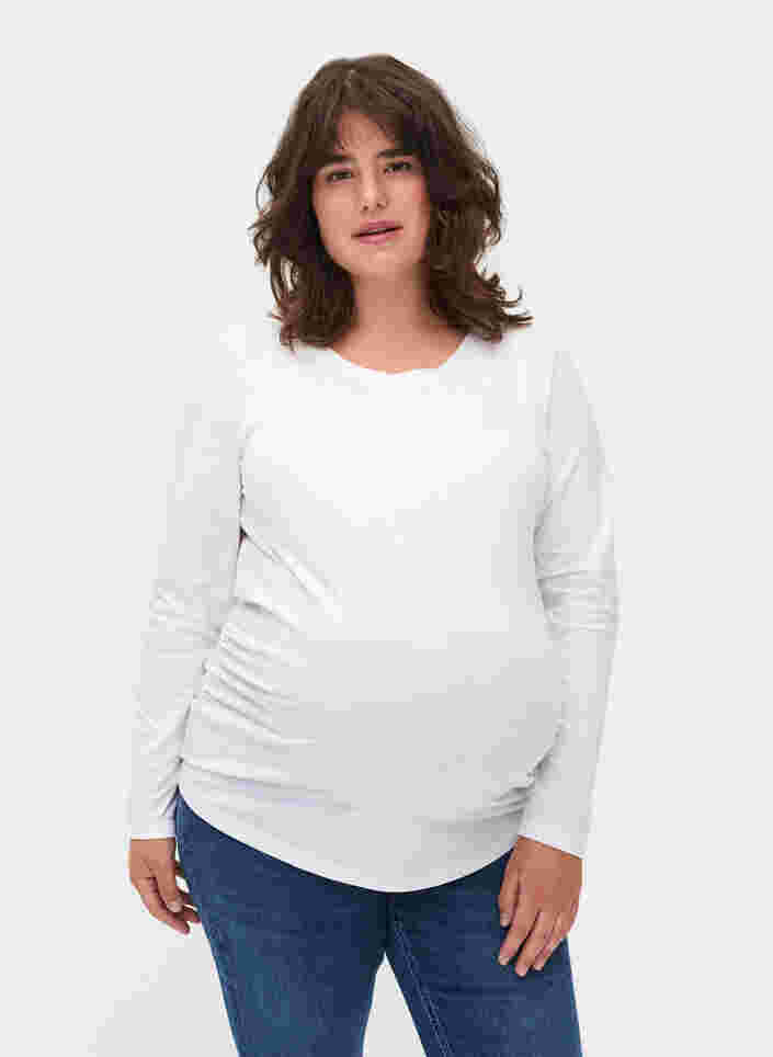 Basics Schwangerschaftsbluse mit langen Ärmeln, White, Model