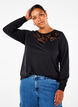 Sweatshirt mit Spitzendetails, Black, Model image number 0