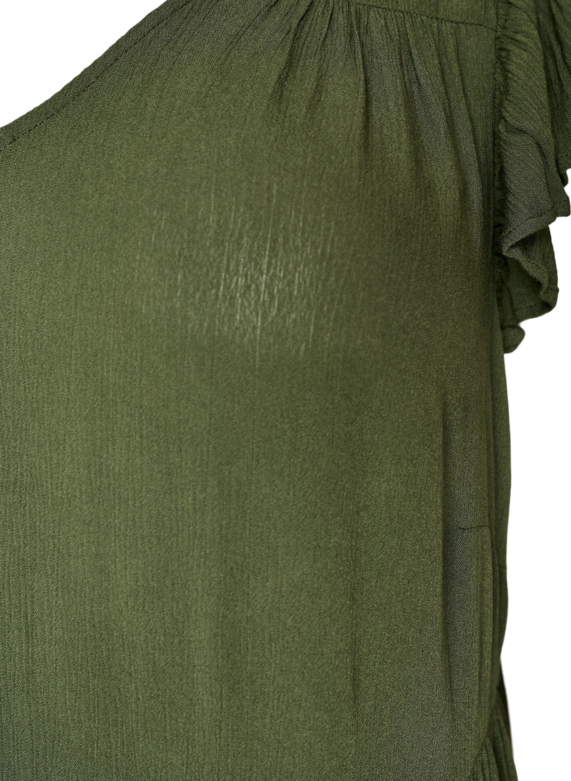 ZizziMidikleid aus Viskose mit R&uuml;schen&auml;rmeln, Gr&uuml;n, Packshot image number 2