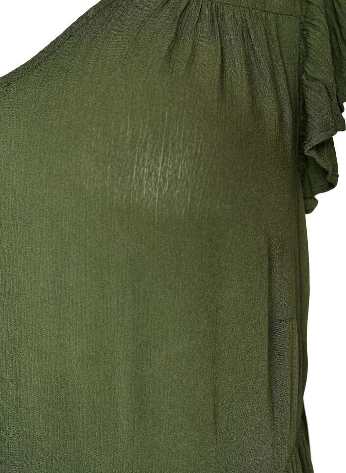 Midikleid aus Viskose mit R&uuml;schen&auml;rmeln, Gr&uuml;n, Packshot image number 2
