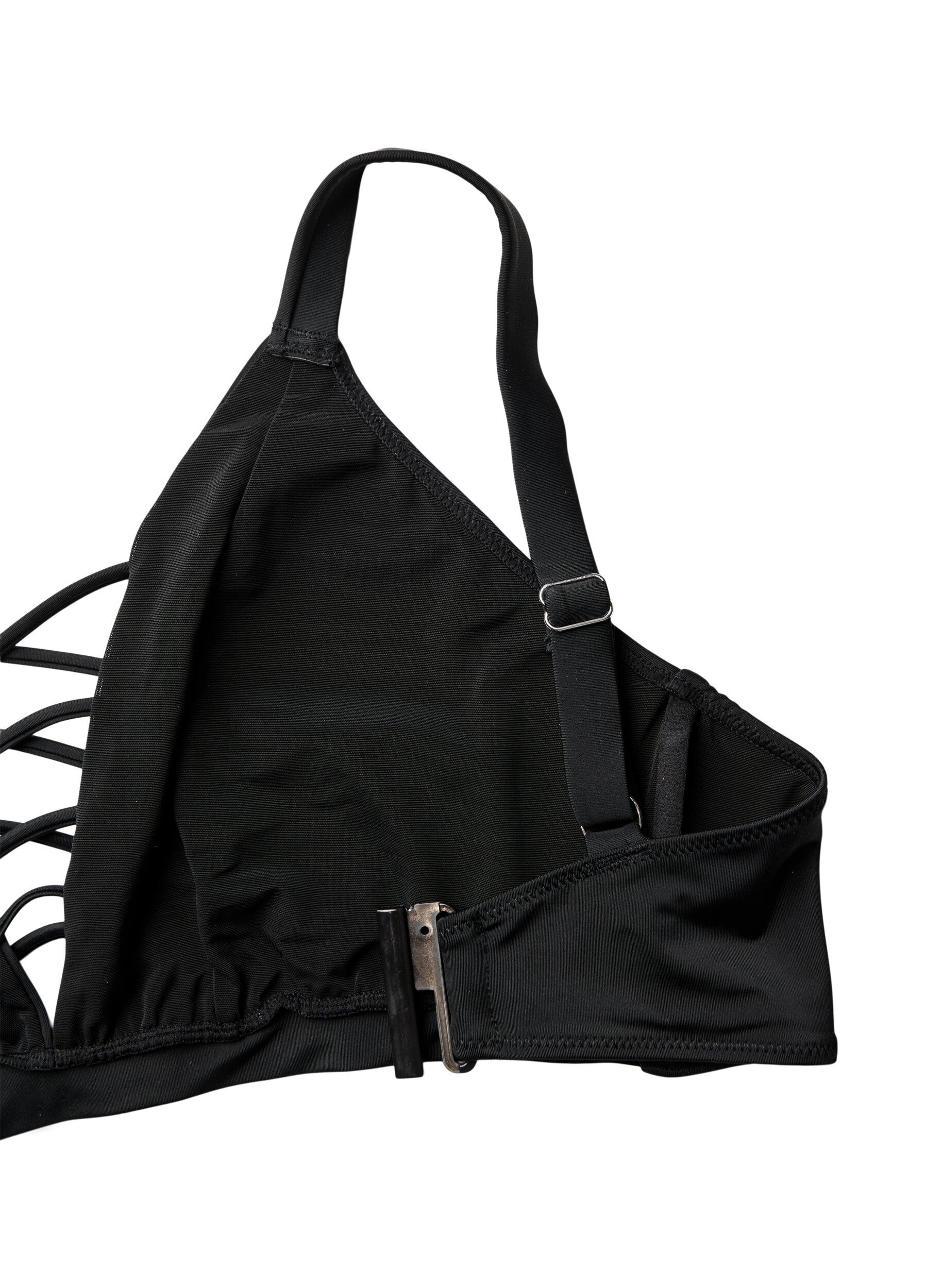 Zizzi Bikini-Top mit B&auml;nder-Details, Schwarz, Packshot image number 3
