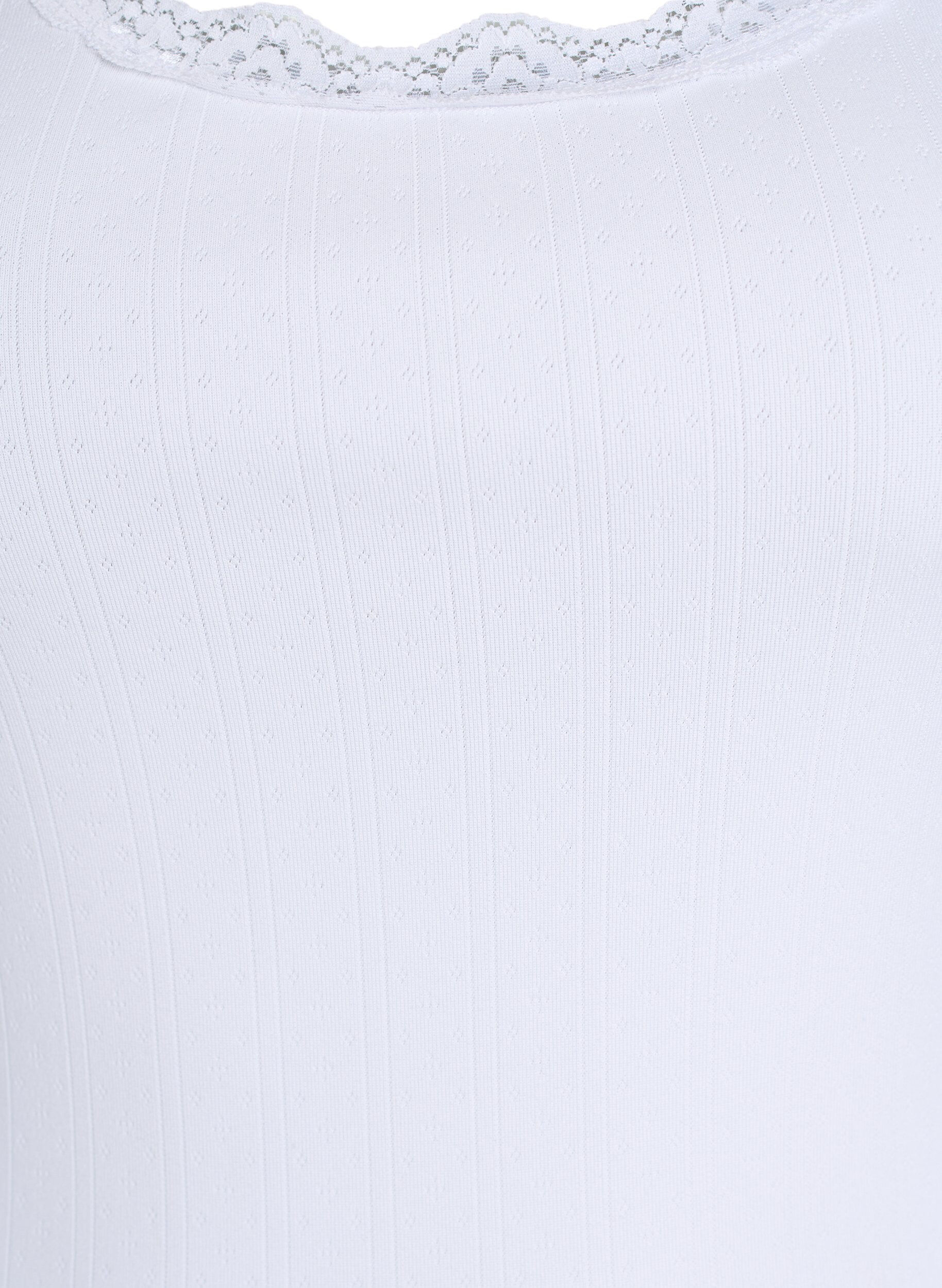 Zizzi Tanktop mit Spitzen und Lochstickerei, Wei&szlig;, Packshot image number 2