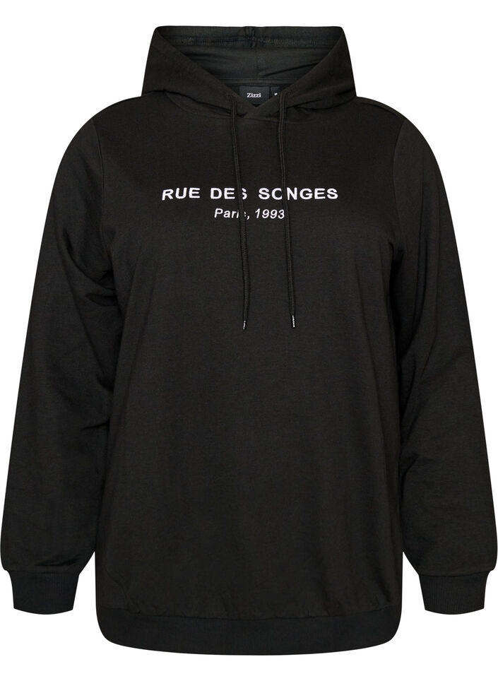 Sweatshirt mit Kapuze und Aufdruck, Schwarz, Packshot image number 0