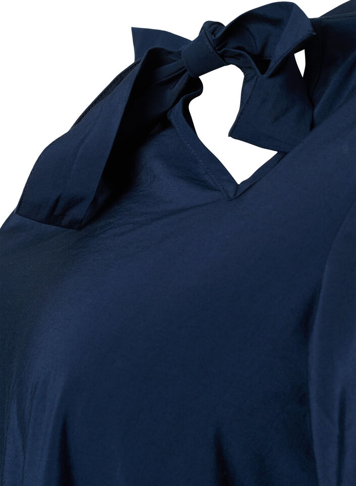 Langärmliges Kleid aus Viskose mit Schleife, Total Eclipse, Packshot image number 2