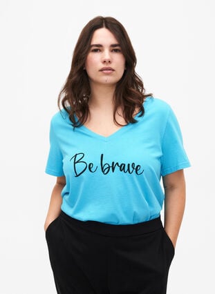 Baumwoll-T-Shirt mit kurzen Ärmeln, Blue Atoll W. Be, Model image number 0