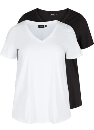 2er Pack Basics T-Shirt aus Baumwolle, Bright White, Packshot image number 0