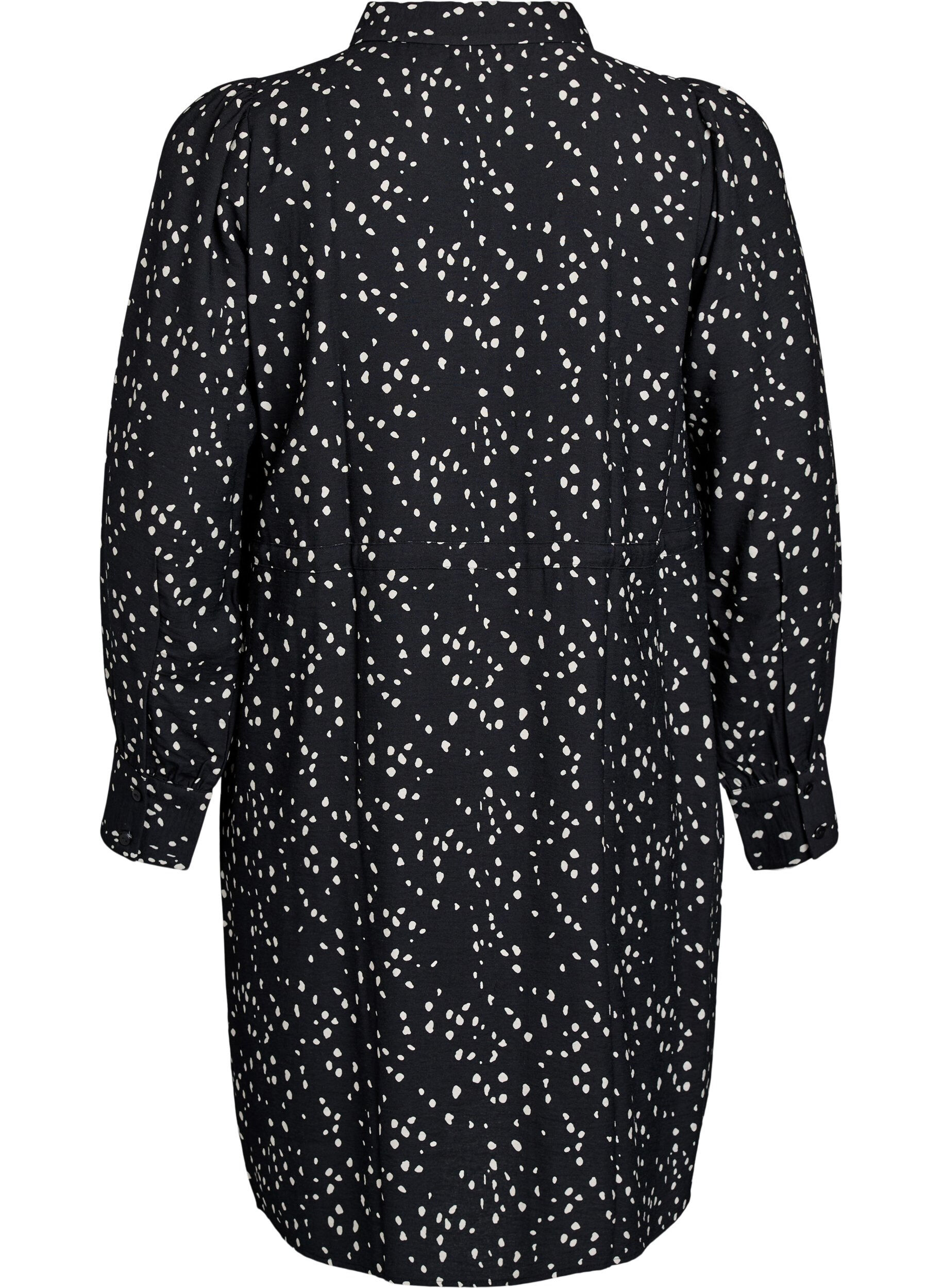 Zizzi Blusenkleid aus bedrucktem Material mit Bindeg&uuml;rtel, Schwarz, Packshot image number 1