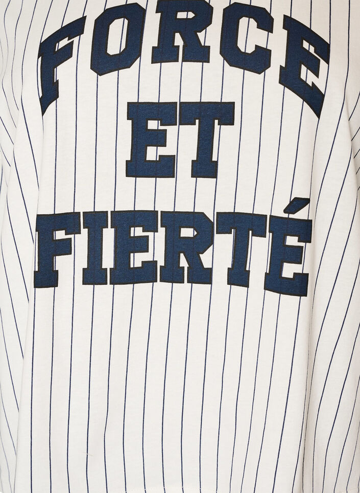 Boxy T-Shirt mit Streifen und Statement-Print, Wei&szlig;, Packshot image number 2