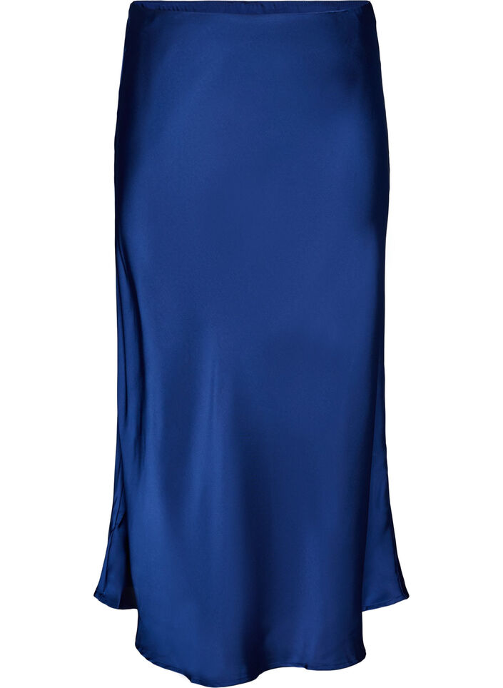 Midirock aus Satin, Blau, Packshot image number 0