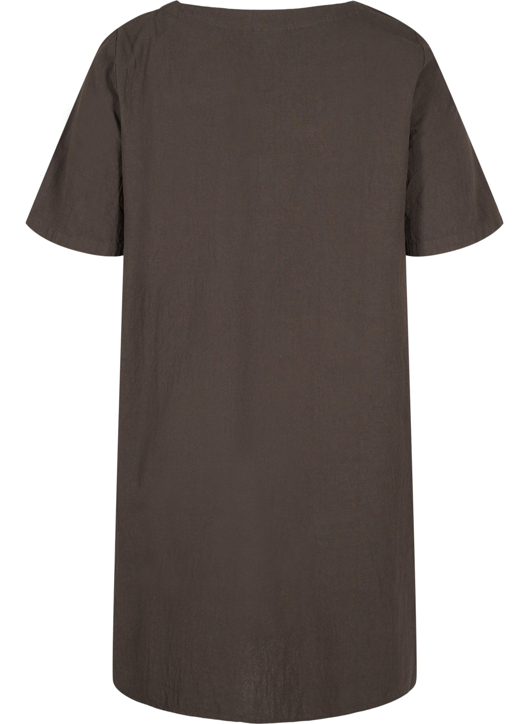 Zizzi Kurzarm Kleid aus Baumwolle mit Kn&ouml;pfen, Khaki Green, Packshot image number 1
