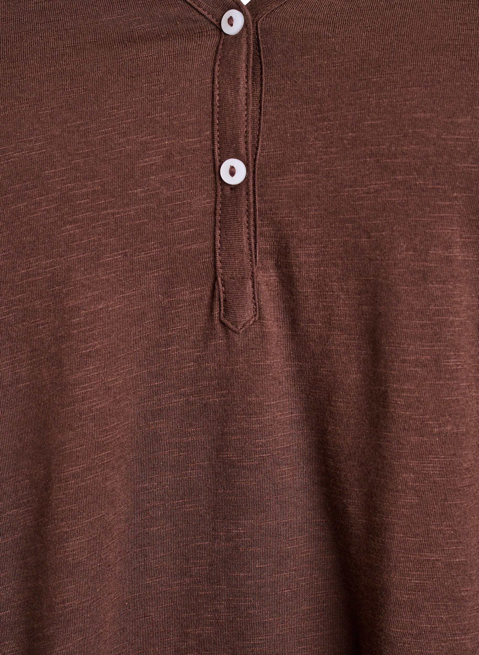 Zizzi Langarmshirt mit V-Ausschnitt und Kn&ouml;pfen, Braun, Packshot image number 2