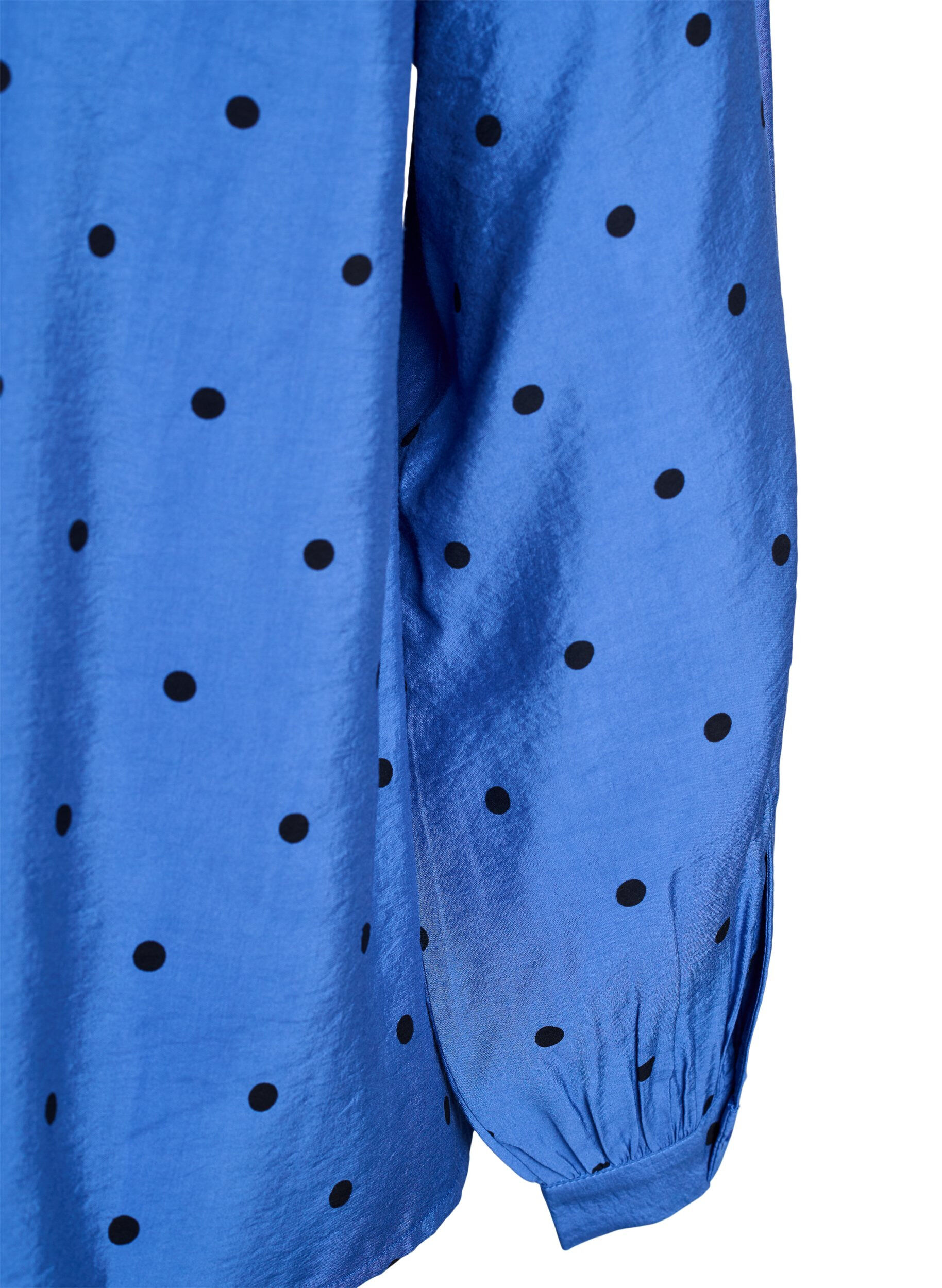 Zizzi Gepunktete Bluse mit langen &Auml;rmeln, Blau, Packshot image number 3