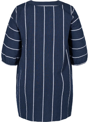 Gestreifte Tunika aus Baumwolle mit 3/4-Ärmeln, N.Sky w.White Stripe, Packshot image number 1