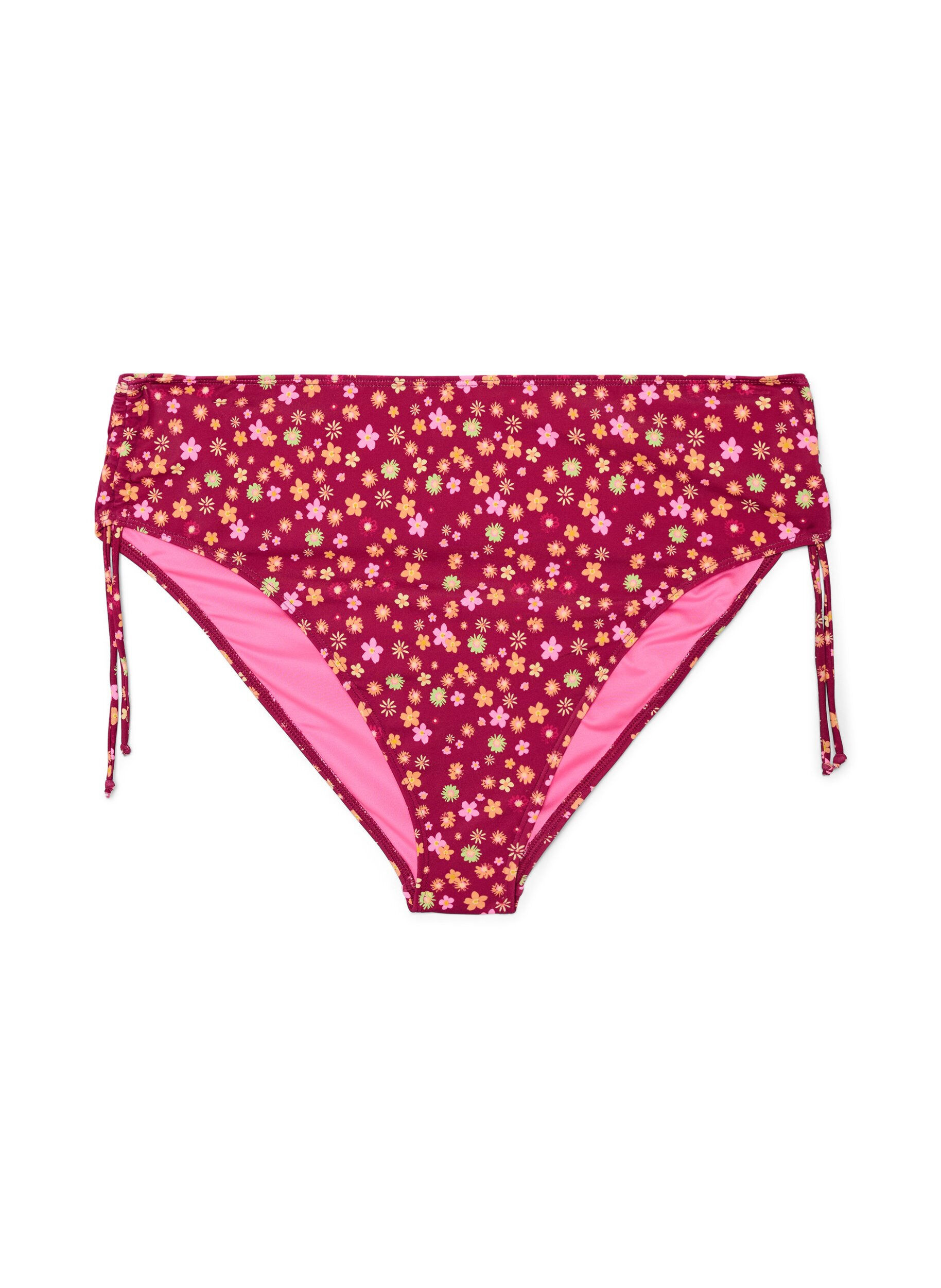Zizzi Gebl&uuml;mter Tai-Bikini-Slip zum Binden, Rot, Packshot image number 0