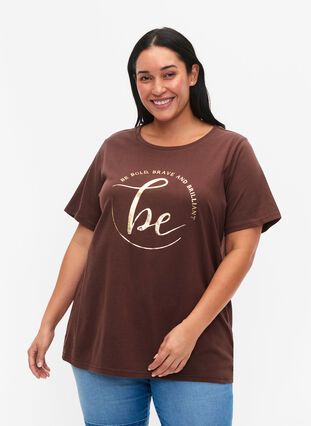T-Shirt aus Bio-Baumwolle mit Druck (GOTS), Chestnut W. Be GF, Model image number 0