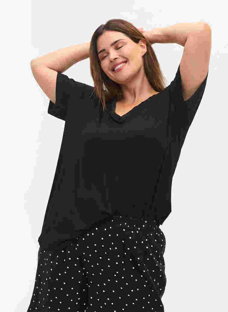 Schlaf-T-Shirt aus Viskose, Black, Model image number 2