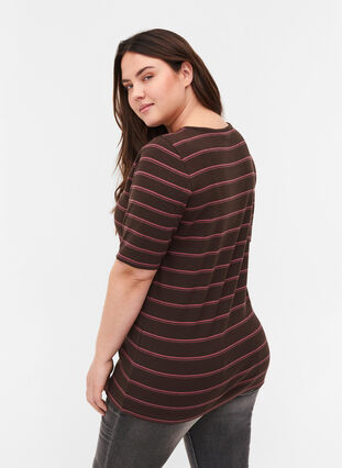 Gestreiftes T-Shirt aus Baumwolle mit Ripp, Mole Stripe, Model image number 1
