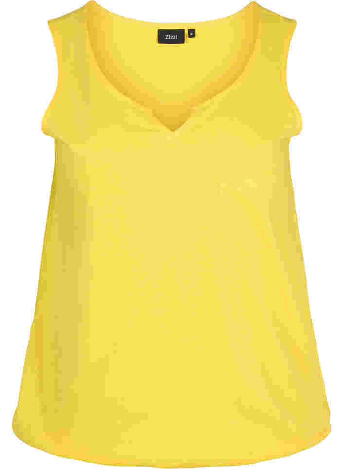 Baumwolltop mit Gummibund im Saum, Primrose Yellow, Packshot image number 0