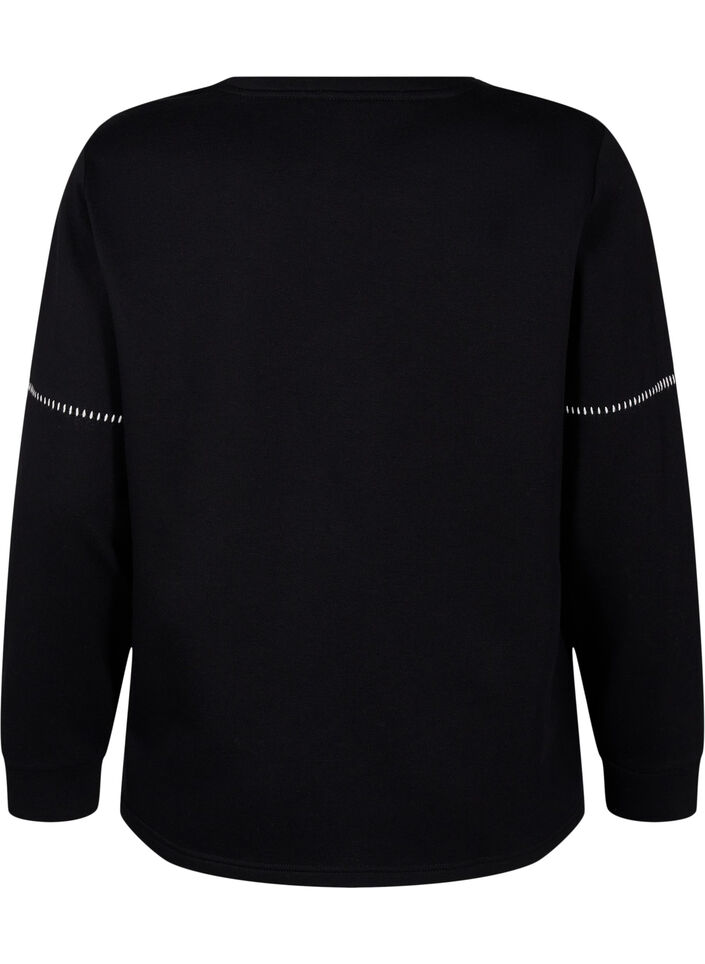 Sweatshirt mit Kontrastnähten, Black, Packshot image number 1