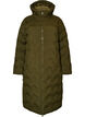 Lange Kapuzen-Steppjacke mit Wellenmuster, Gr&uuml;n, Packshot image number 0