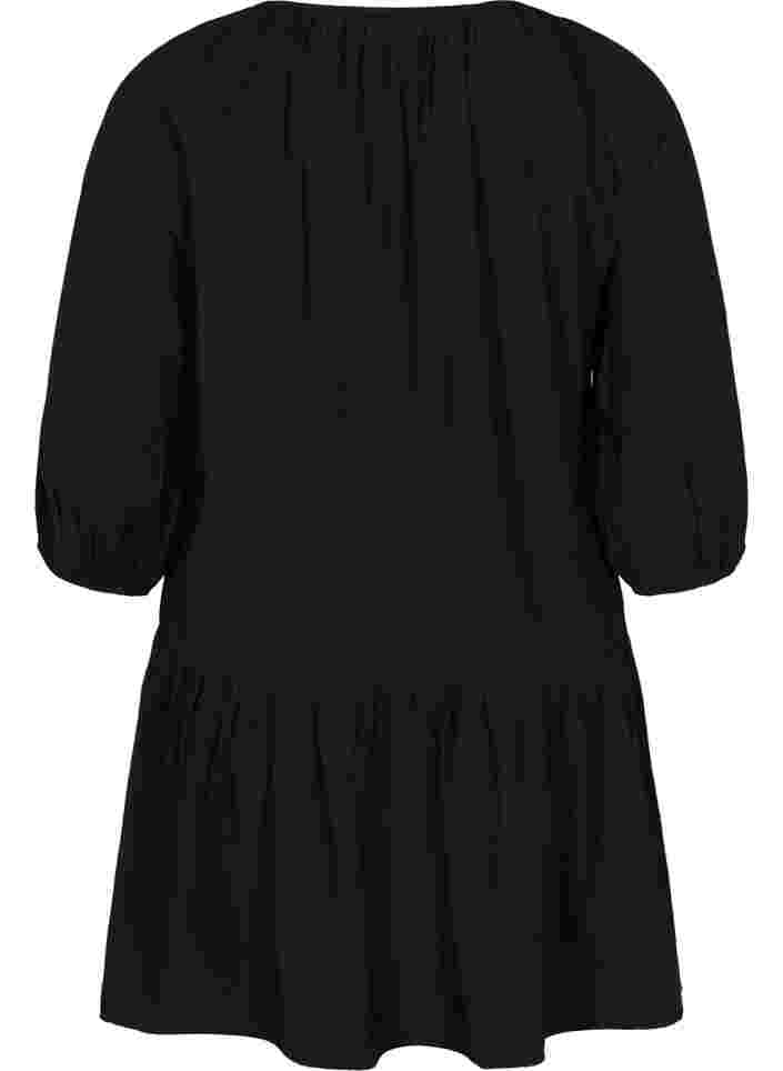 Tunika mit A-Linie und 3/4-Ärmeln, Black, Packshot image number 1