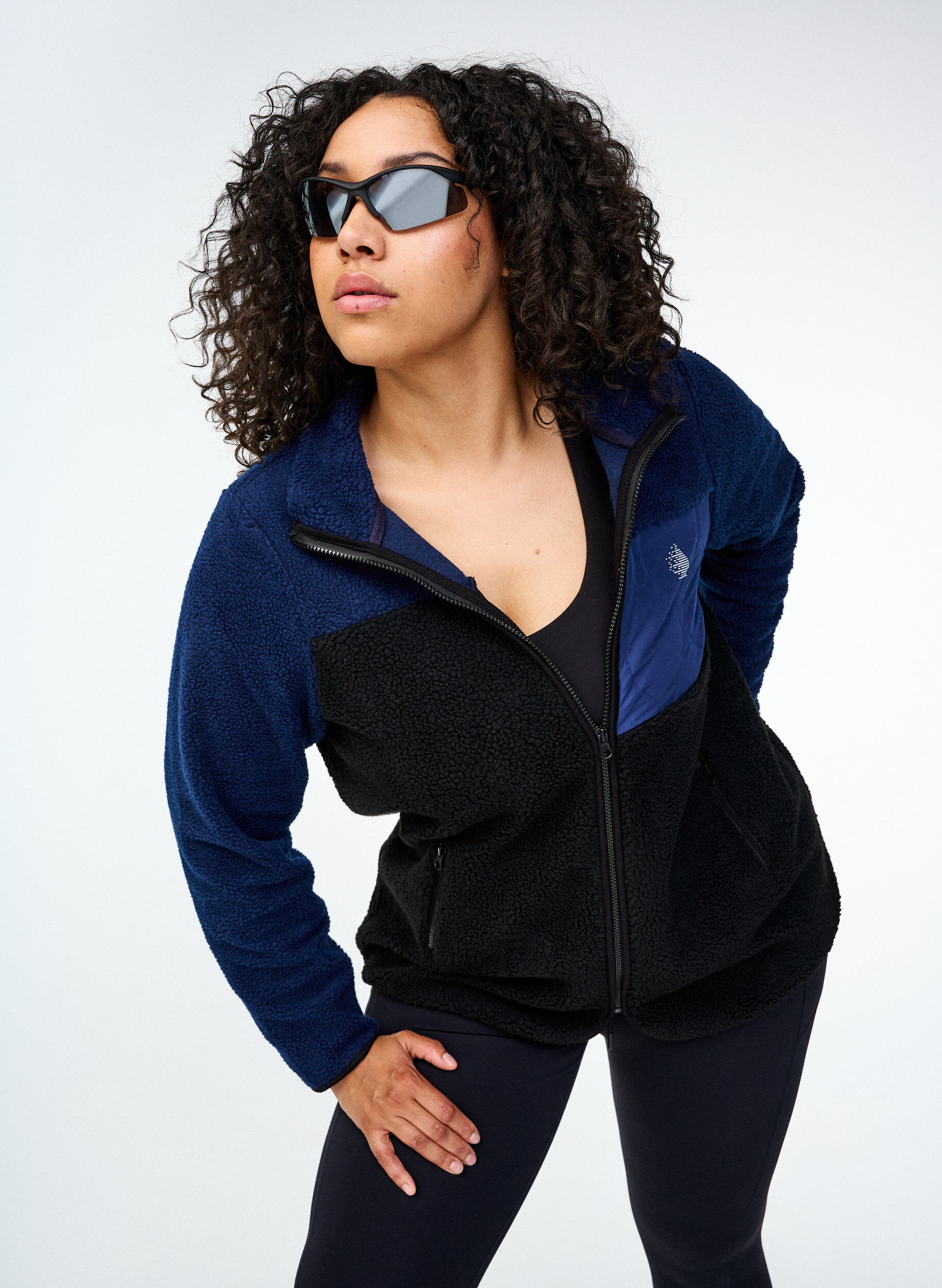 Zizzi Teddyjacke mit Farbblock, Night Sky comb., Image image number 1
