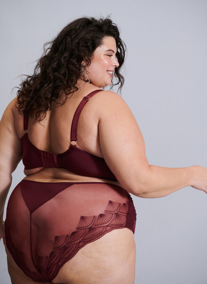 Slip mit Mesh und besticktem Spitzenbesatz, Rot, Image image number 0