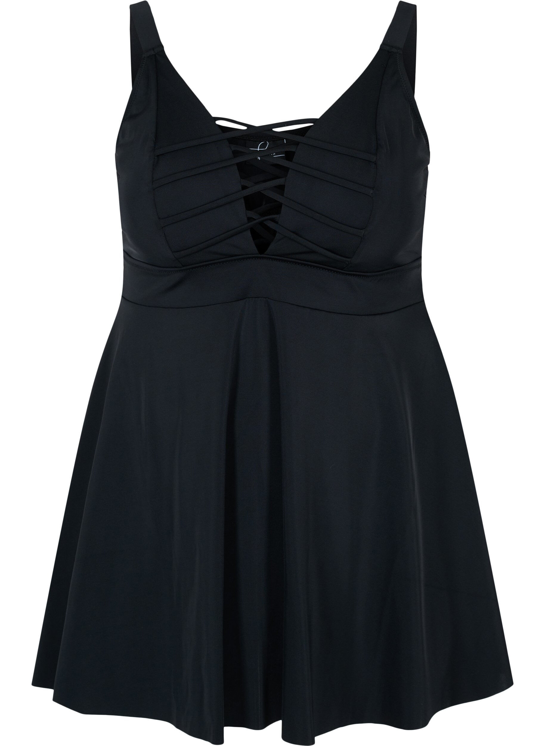Zizzi Badekleid mit Schnurdetails, Black, Packshot image number 0