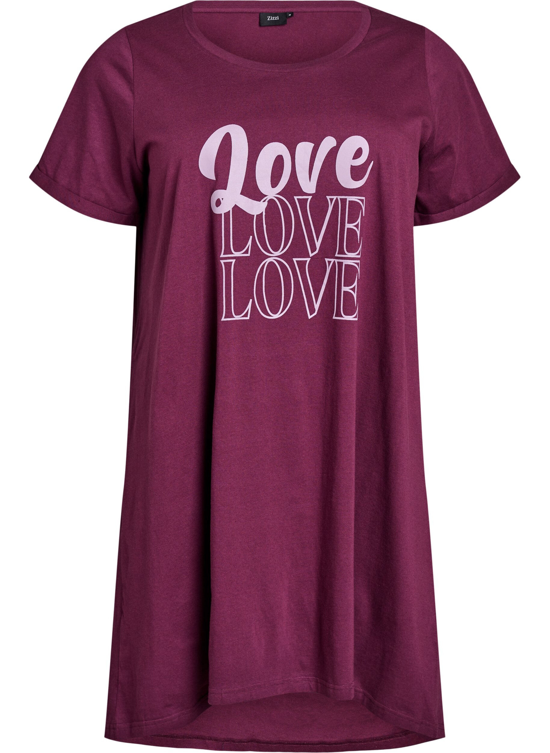 Zizzi Kurz&auml;rmeliges Nachthemd aus Bio-Baumwolle, Dunkles Bordeaux, Packshot image number 0