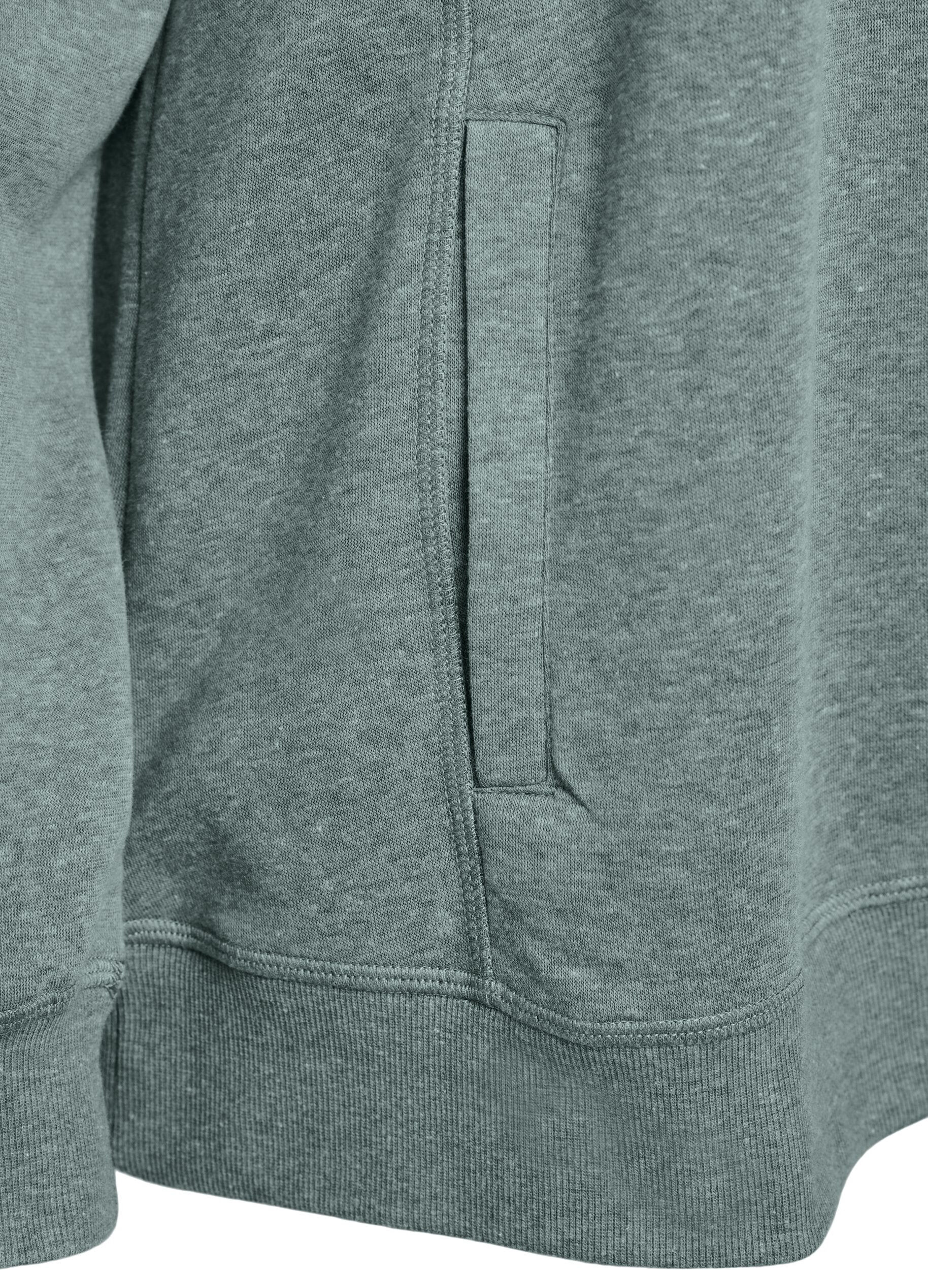 Zizzi Sweatshirt mit hohem Kragen und Taschen, Gr&uuml;n, Packshot image number 3