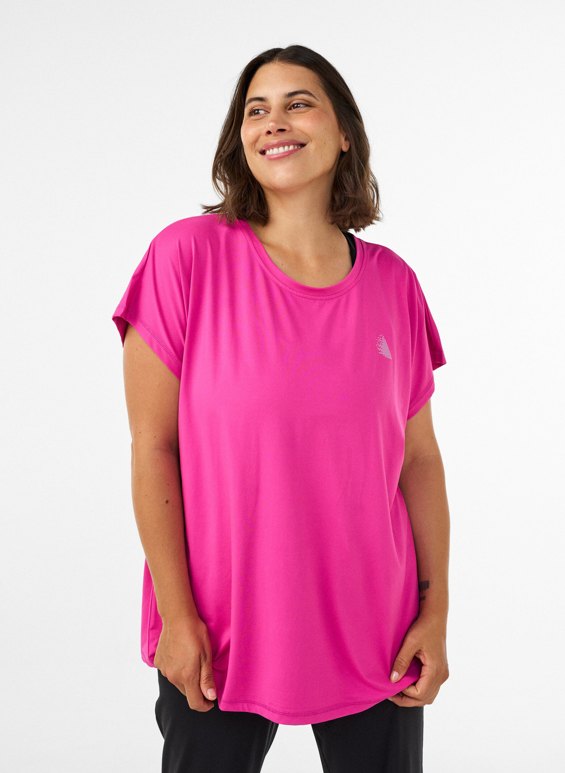 Einfarbiges Trainings-T-Shirt, Pink, Model