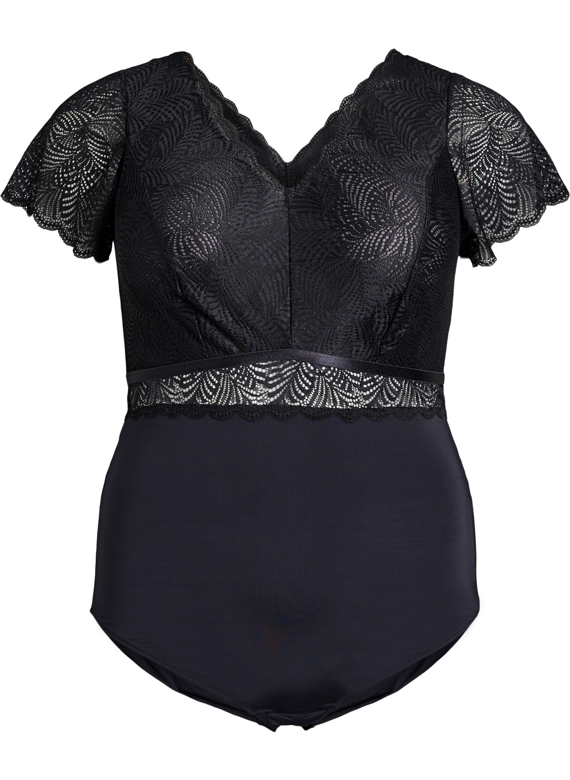 Body aus Spitze mit kurzen &Auml;rmeln