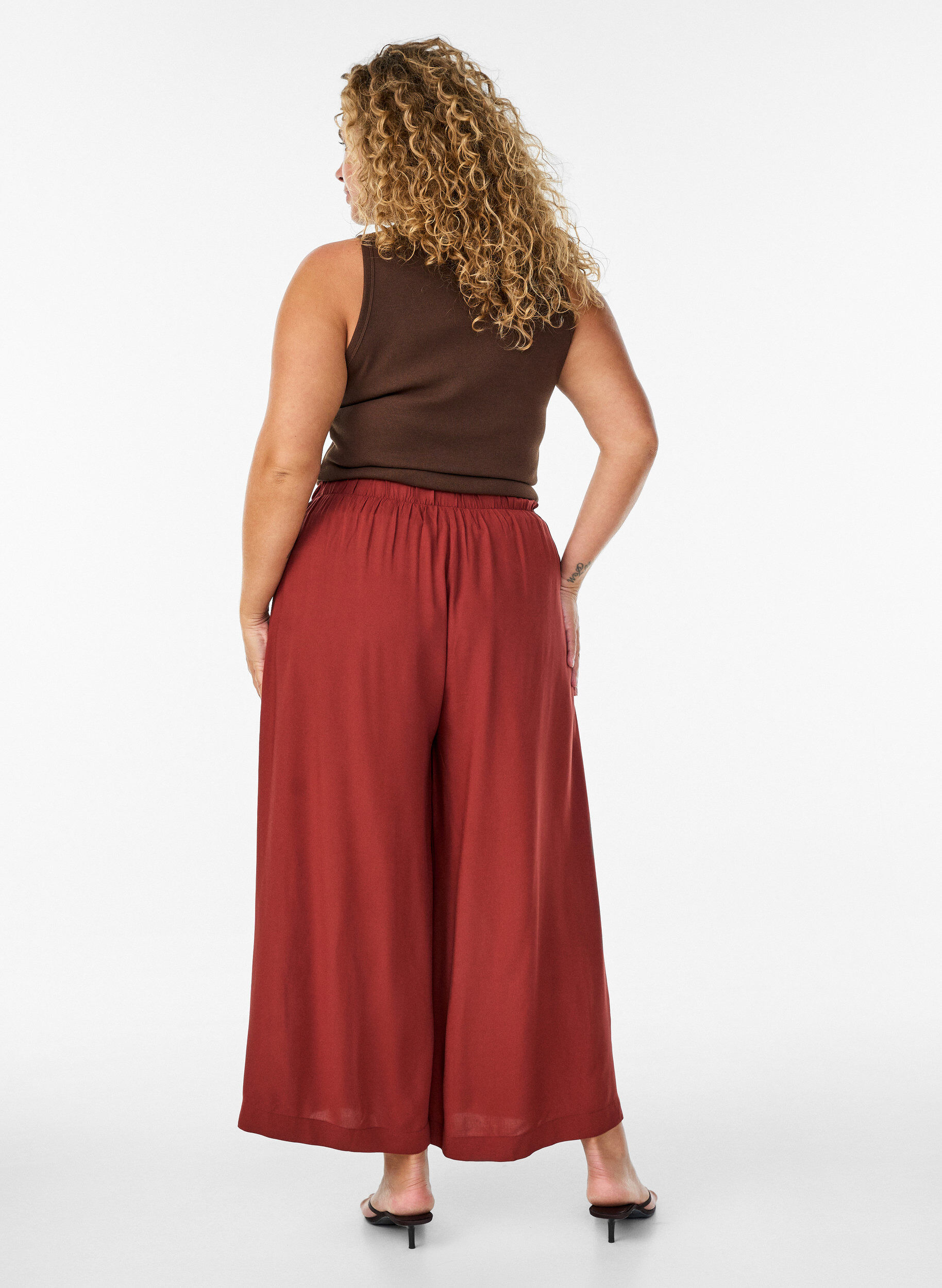ZizziCulottes aus Viskose mit hoher Taille und weiten Beinen, Rot, Model image number 1