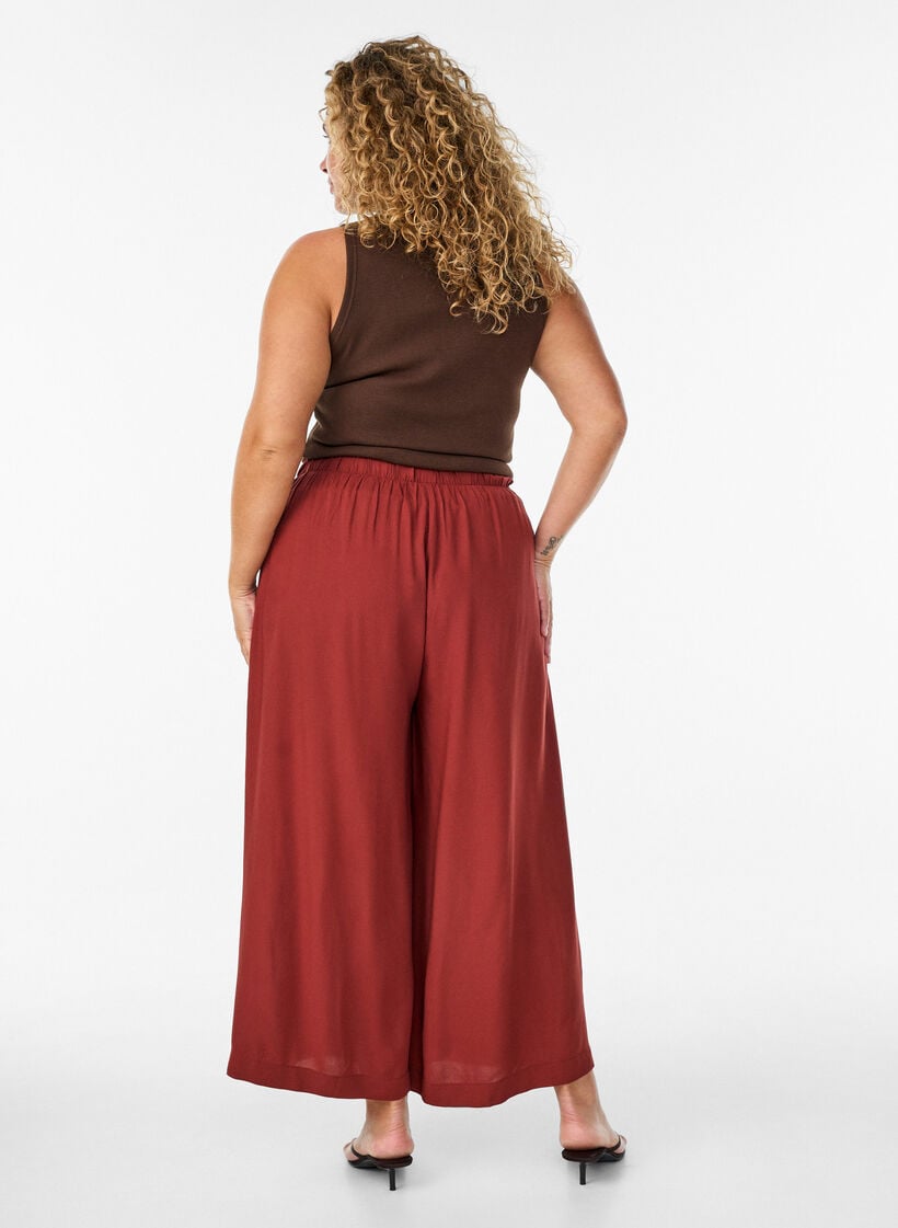 Culottes aus Viskose mit hoher Taille und weiten Beinen, Rot, Model image number 1