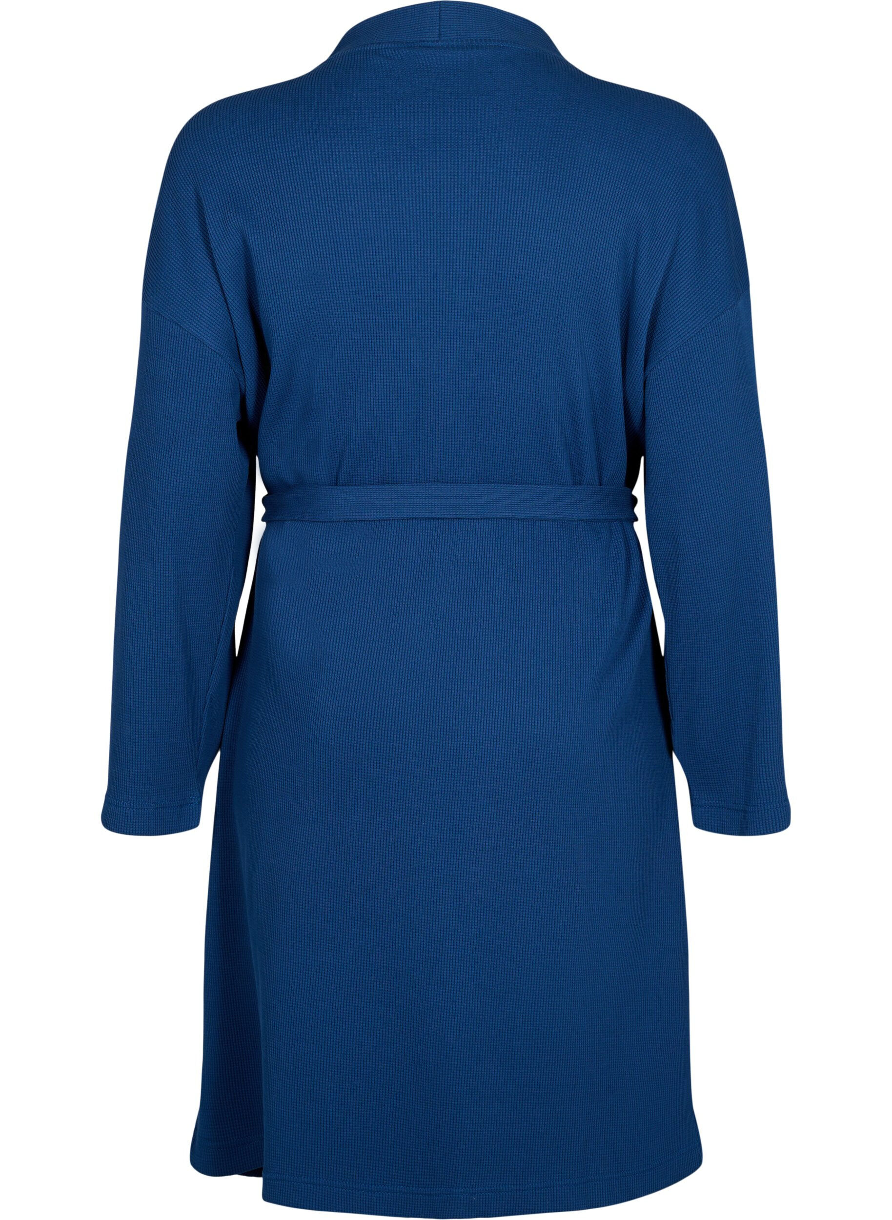 Zizzi Bademantel mit Taschen und Bindeg&uuml;rtel, Blue Opal, Packshot image number 1