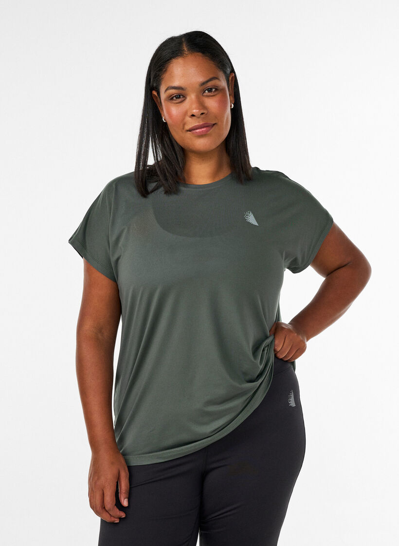 Einfarbiges Trainings-T-Shirt, Gr&uuml;n, Model image number 0